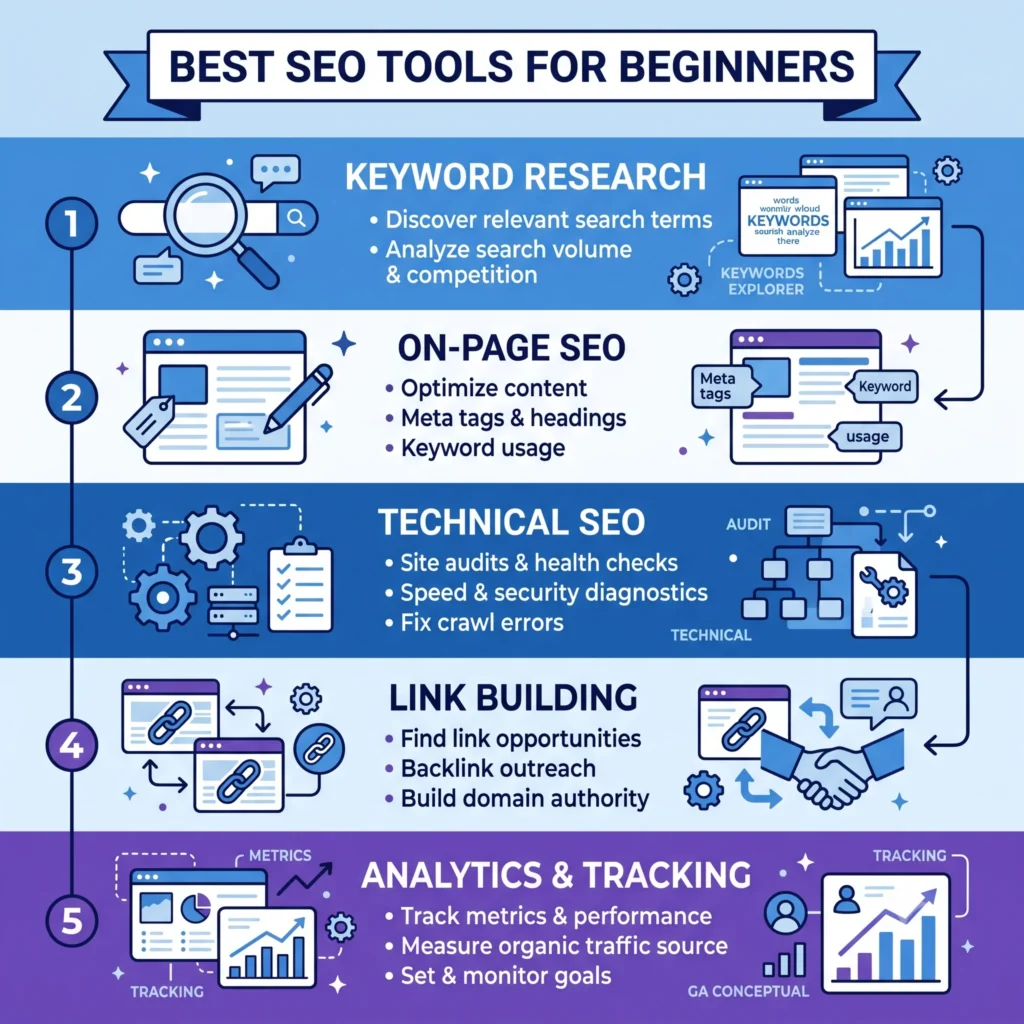 Best SEO tools for beginners to improve keyword research, website optimization, and search rankings.